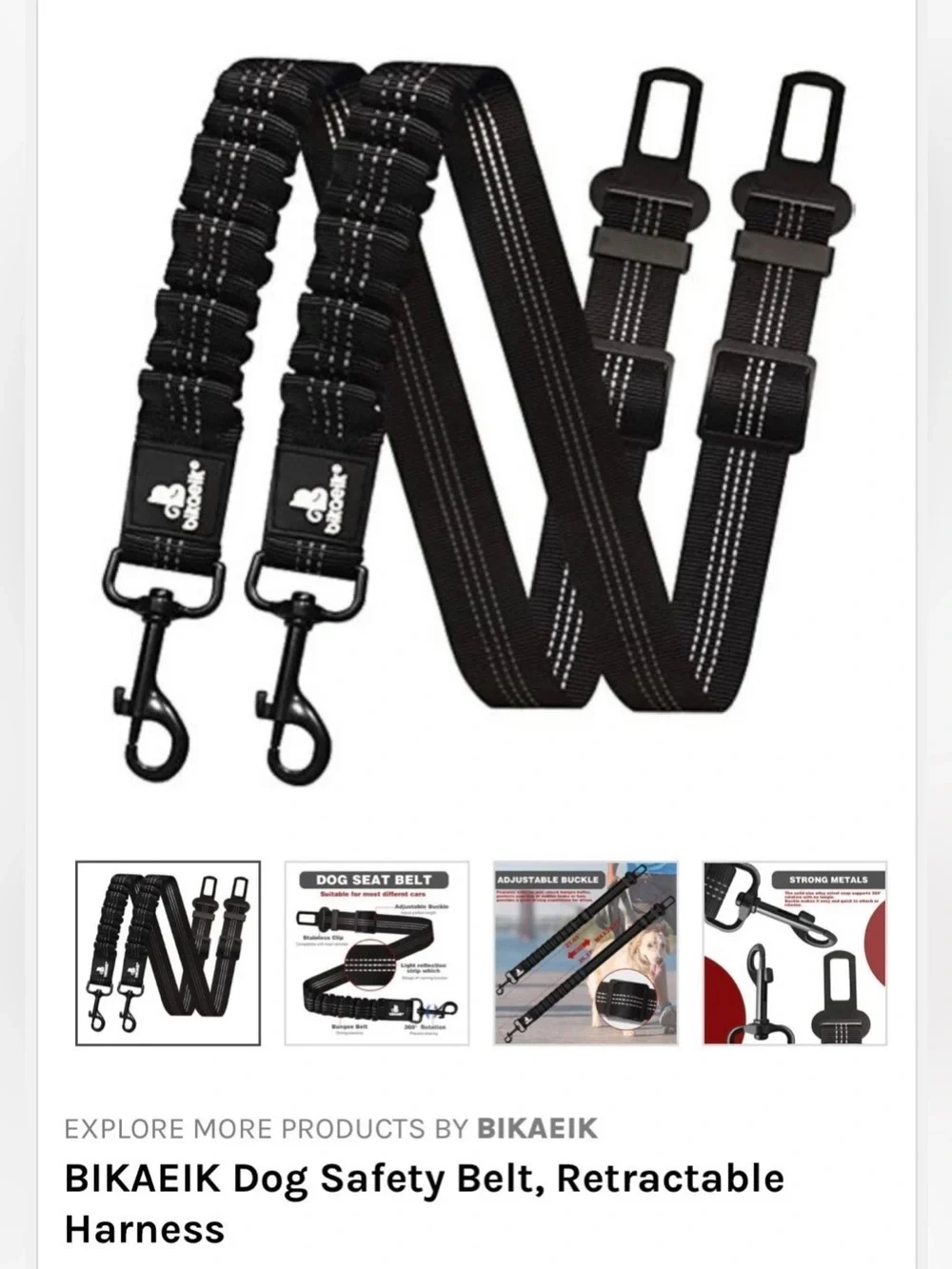 BIKAEIK Dog Safety Belt, Retractable Harness Color: RED